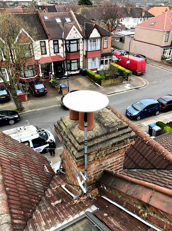 An early start on this installation of a starlink dish in Wembley, North West London. The client was an American expat hence the stars and stripes.
