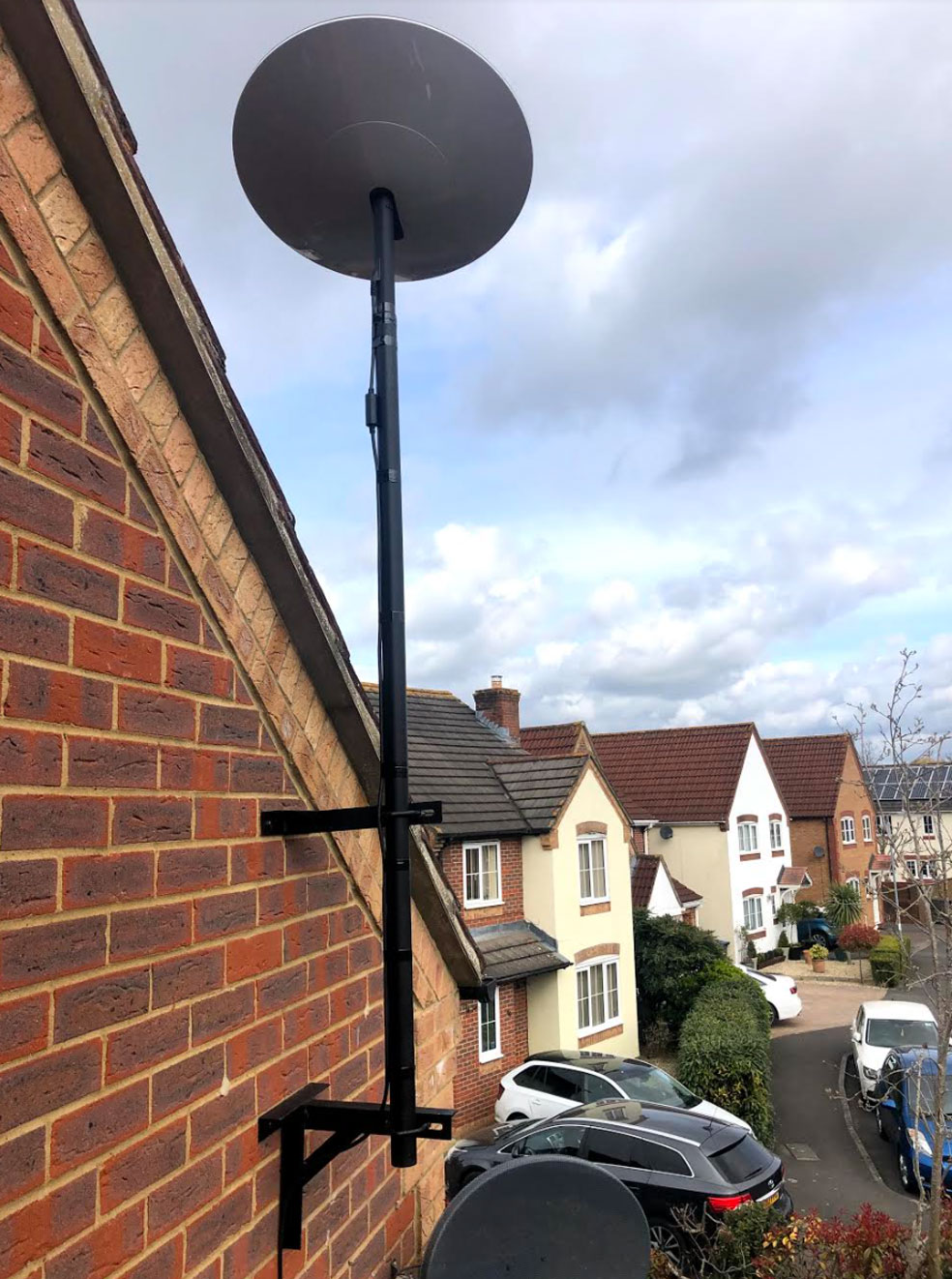 Professional satellite installation in Moseley, Birmingham using our own manufactured parts.