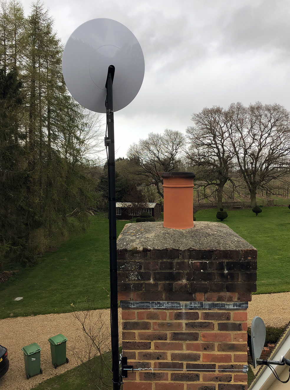 Professional satellite installation using our own manufactured parts. Canterbury, Kent, UK