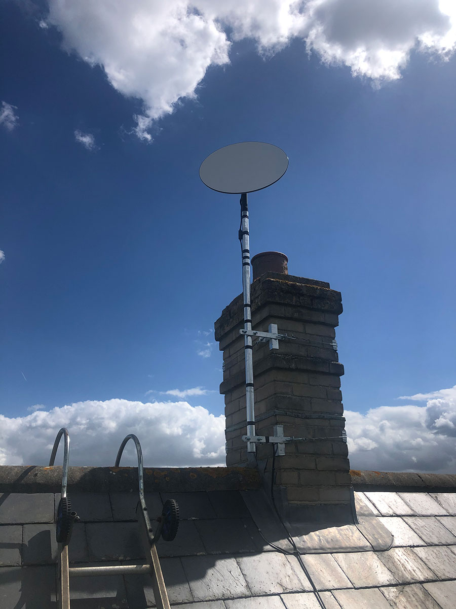 Professional satellite installation using our own manufactured parts. Rotherham, South Yorkshire UK