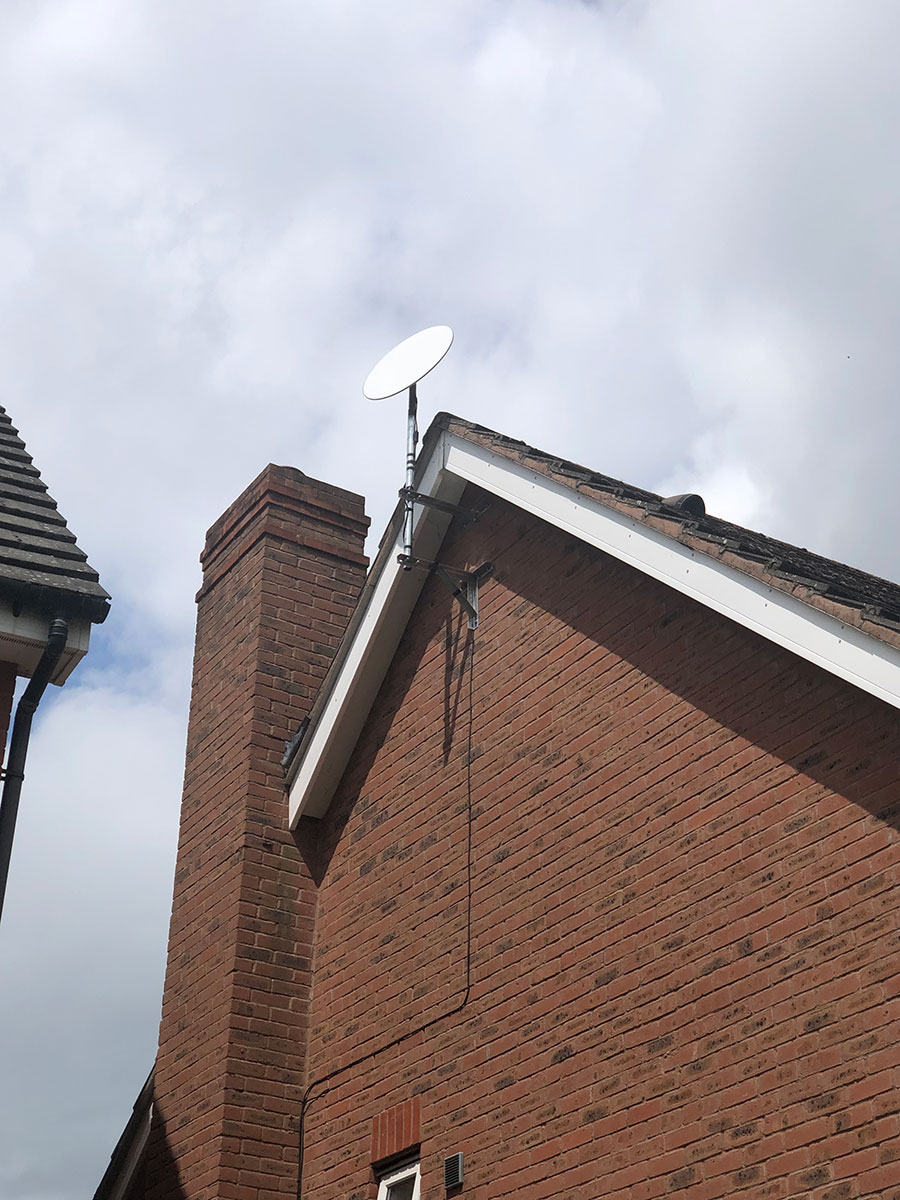Professional satellite installation using our own manufactured parts. Tewksbury, UK