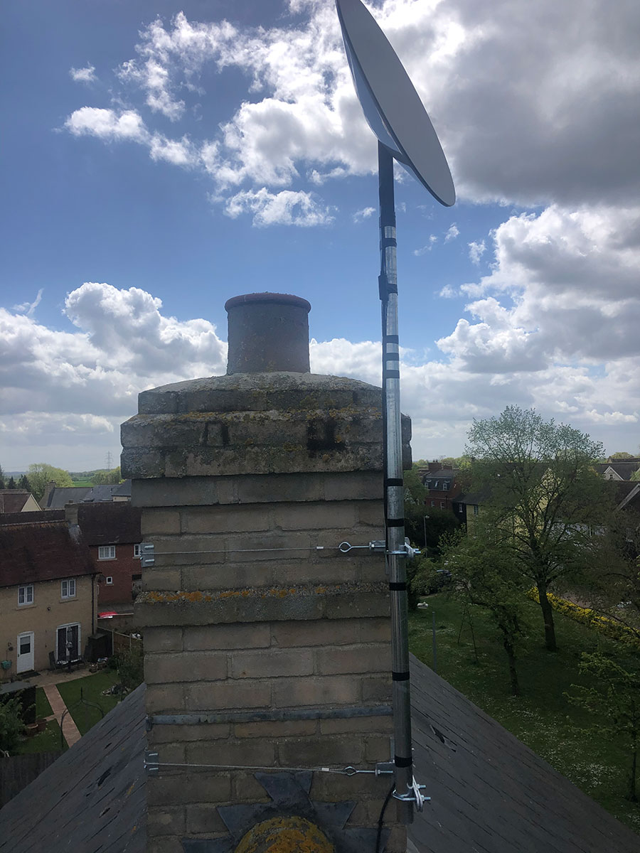 Professional satellite installation using our own manufactured parts. Rotherham, UK