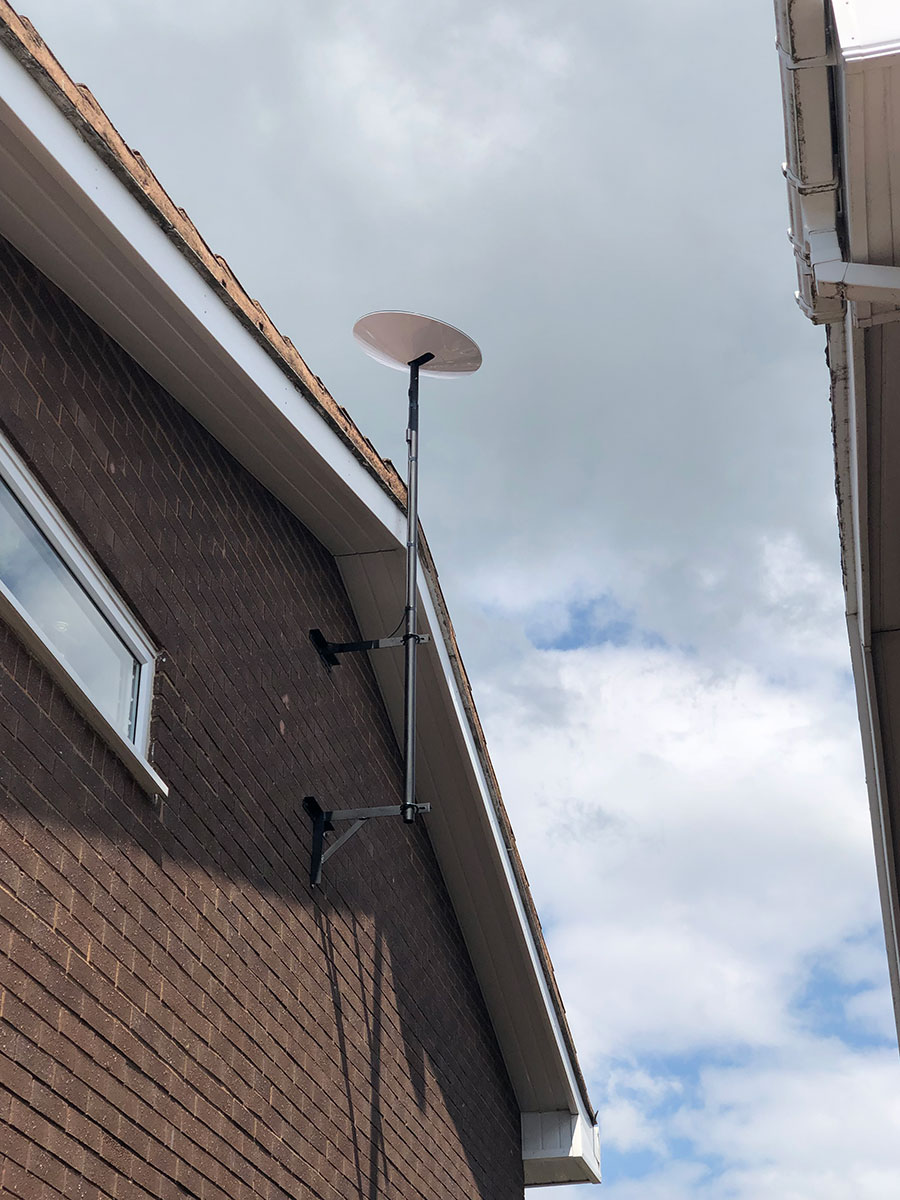 Professional satellite installation using our own manufactured parts. Wirral, UK