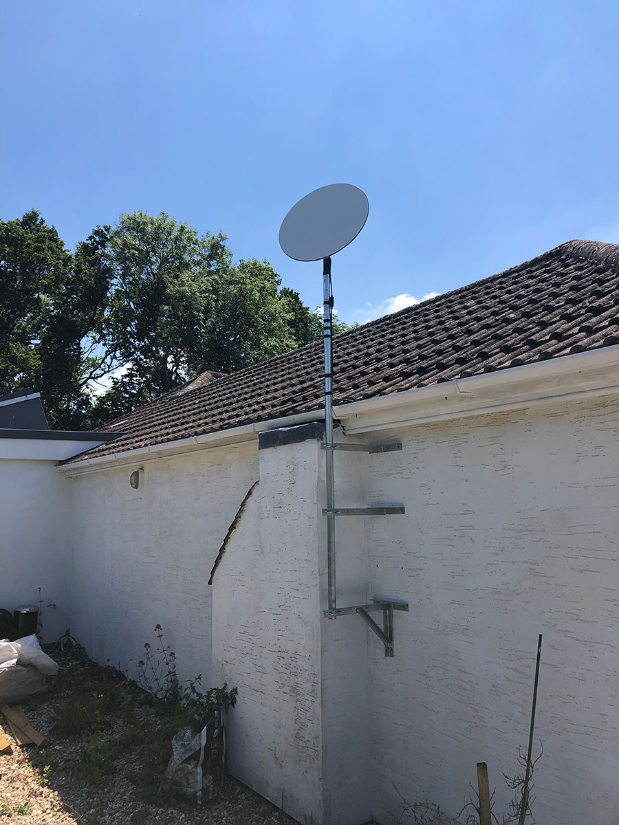 Professional satellite installation using our own manufactured parts. Gloucestershire, UK